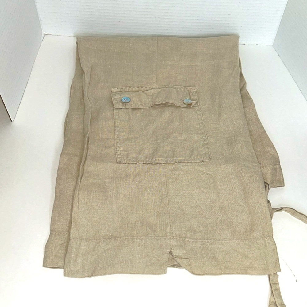 Bryn Walker 100% Linen Cropped Cargo Pants Beige Size S - Picture 2 of 4